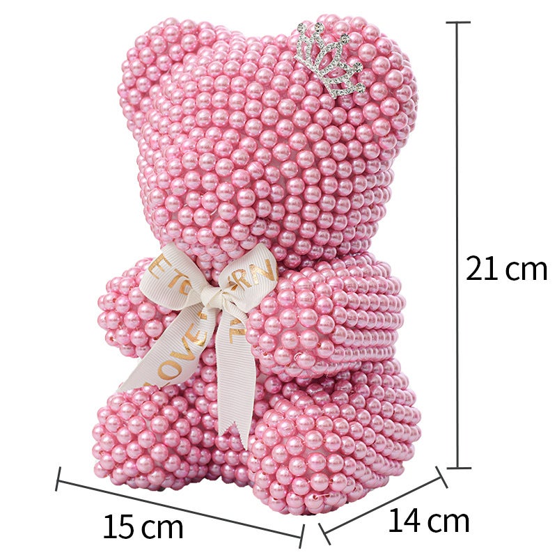 520 Mother'S Day Gift Valentine'S Day Gift Simulation Flower Pearl Bear Creative Birthday Eternal Flower Rose Bear - Image 5